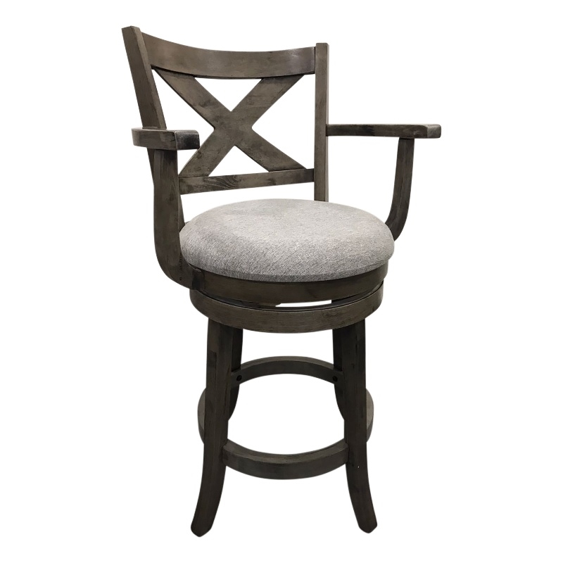 Essex Deluxe Swivel Barstool - Set of 2 - Gotham Grey - Grey Upholstery