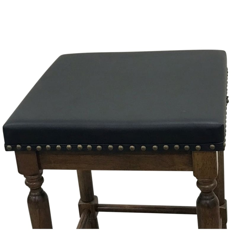 biltmore saddle barstool - set of 2 - rustic - black upholstery