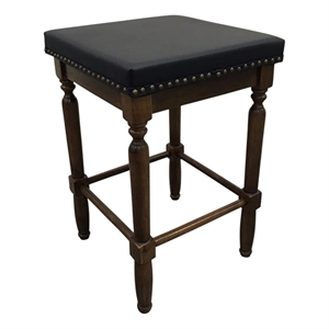 Biltmore Saddle Barstool - Set of 2 - Rustic - Black Upholstery