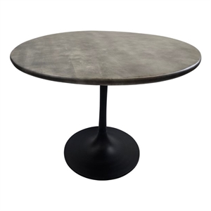 Alden Wood Top 36&quot Round Dining Table - Fog Gray Top - Black Base