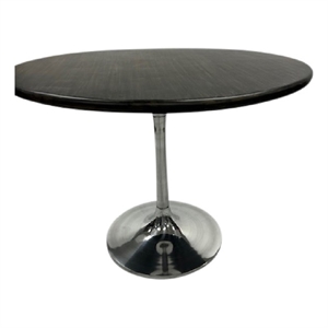 Alden Wood Top 36&quot Round Dining Table - Warm Black Top - Chrome Base