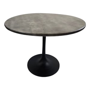 Alden Wood Top 40&quot Round Dining Table - Fog Gray Top - Black Base