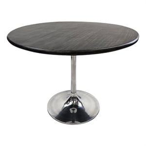 Alden Wood Top 40&quot Round Dining Table - Warm Black Top - Chrome Base