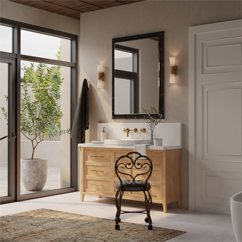 Victorian Vanity Stool with Back - Bronze