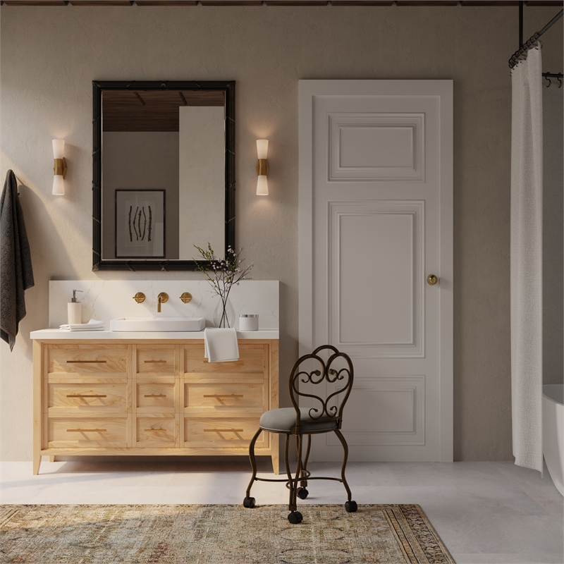 Victorian Vanity Stool with Back - Bronze