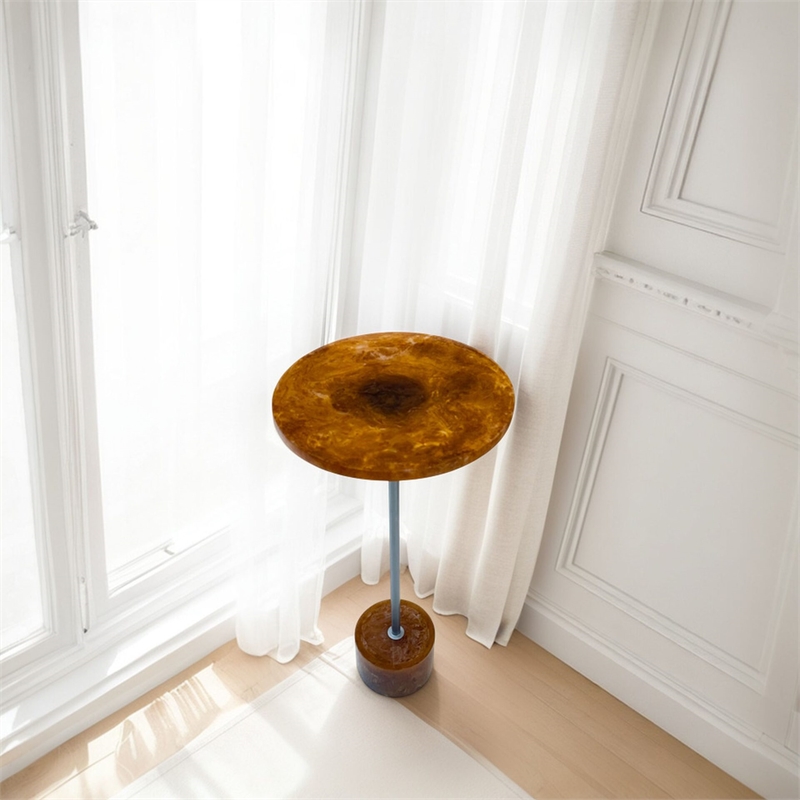 Carolina Amber Glow Pedestal Table in Nickel