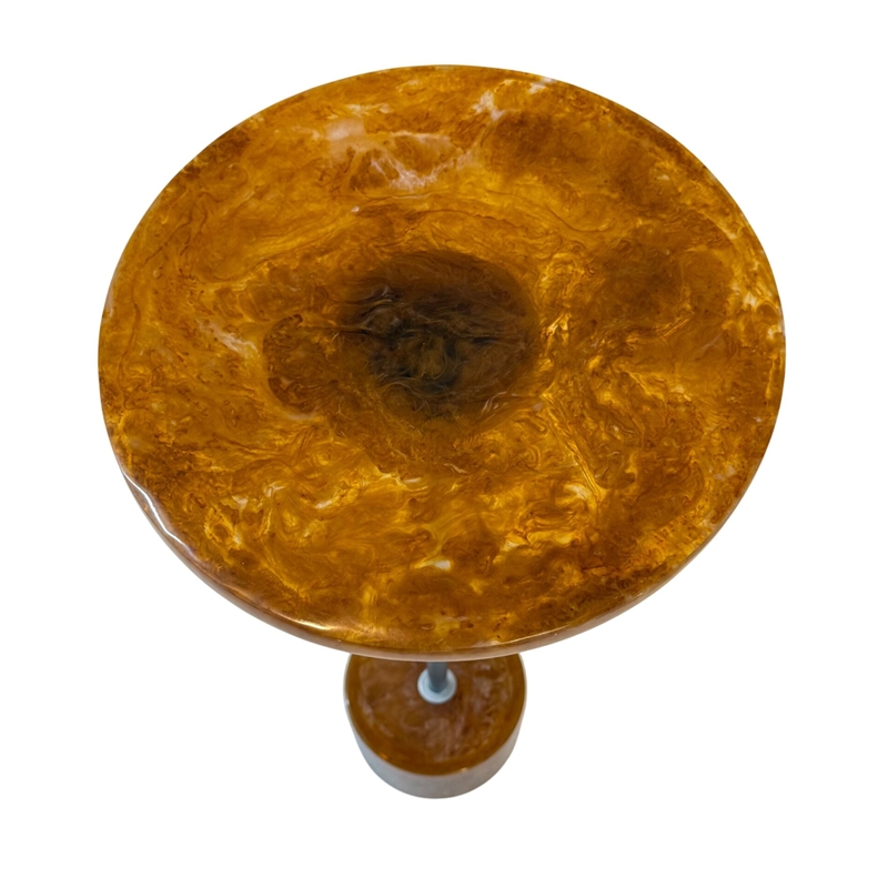 Carolina Amber Glow Pedestal Table in Nickel