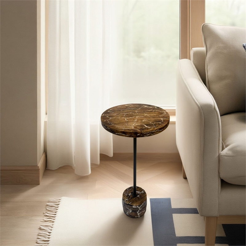 Carolina Electra Round Accent Table in Brown