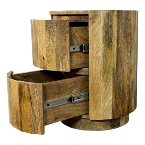 Carolina Harrison Groove 16&quotx 21&quot Round Scallop Accent Table in Natural