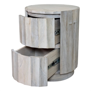 Carolina Harrison Groove 16&quotx 21&quot Round Scallop Accent Table in Whitewash