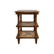 Carolina Chesterfield Wood & Cane 3 Shelf Side Table in Chestnut