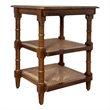 Carolina Chesterfield Wood & Cane 3 Shelf Side Table in Chestnut