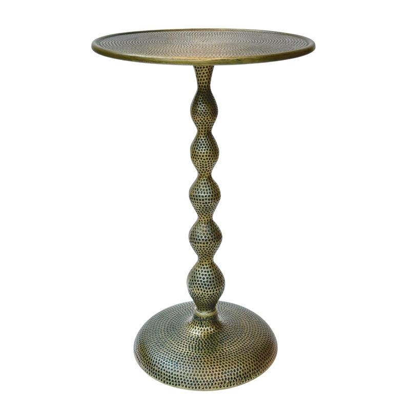 Carolina Pearson Hammered Dimple Metal Side Table in Antique Brass