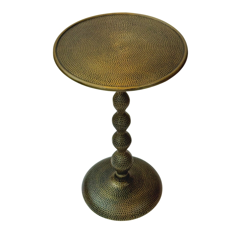 Carolina Pearson Hammered Dimple Metal Side Table in Antique Brass
