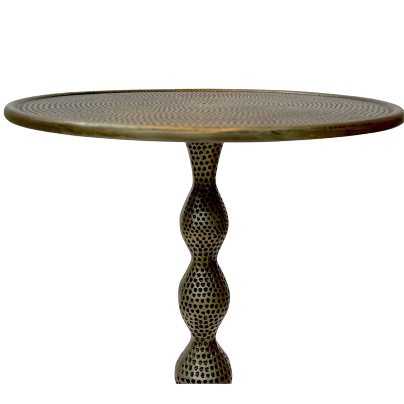Carolina Pearson Hammered Dimple Metal Side Table in Antique Brass