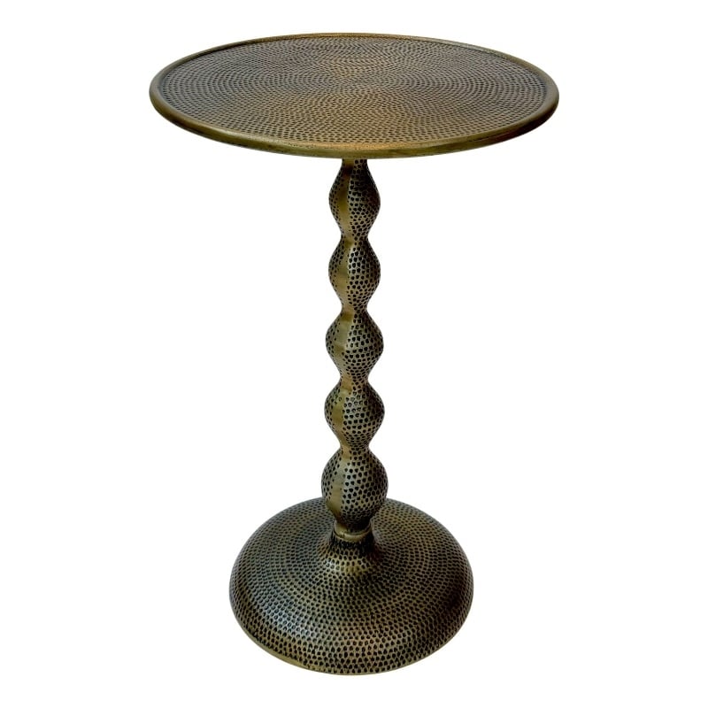 Carolina Pearson Hammered Dimple Metal Side Table in Antique Brass