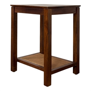 Carolina Haven 22&quot Cane Shelf Accent Table in Blonde Acacia