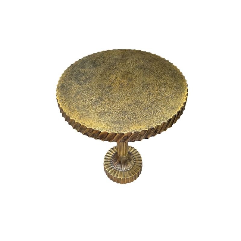 Carolina Luxe Pedestal Accent Table in Antique Gold