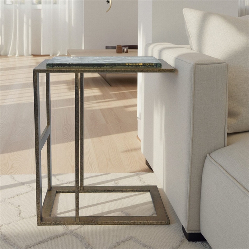 Carolina Castella C-End Table in Antique Brass