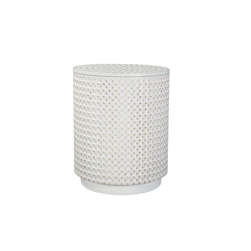 Carolina Dimple Round Accent Table in Whitewash