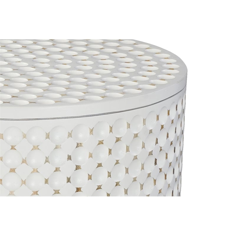 Carolina Dimple Round Accent Table in Whitewash
