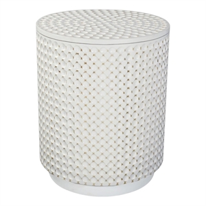 Carolina Dimple Round Accent Table in Whitewash