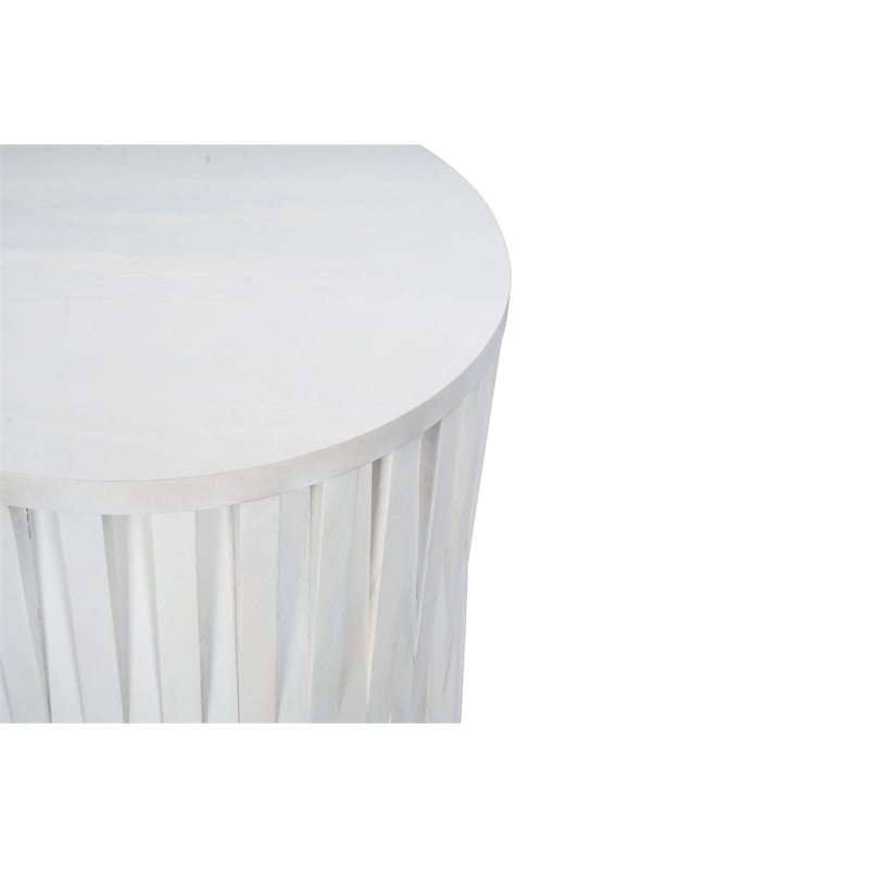 Carolina Hatteras Hi-Lo Vertical Slats Accent Table in Whitewash