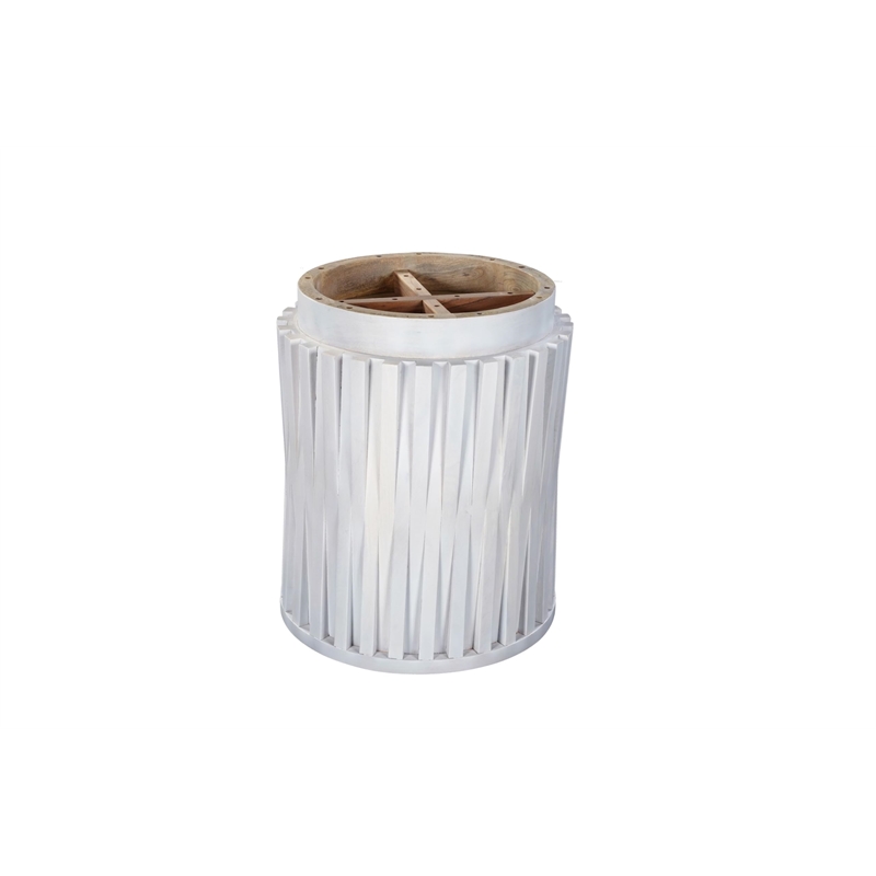 Carolina Hatteras Hi-Lo Vertical Slats Accent Table in Whitewash