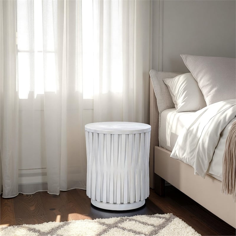 Carolina Hatteras Hi-Lo Vertical Slats Accent Table in Whitewash