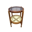 Carolina Hyacinth Glass Top Cane Bottom Side Table in Honey/Cane