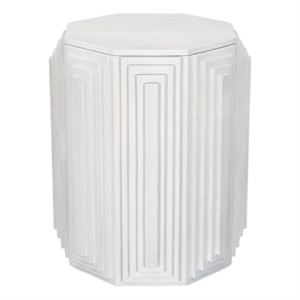 Carolina Cascade Falls 22&quotx26&quot Geo Design Octagonal Side Table in Whitewash