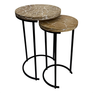 Carolina Electra 24&quot Round Nesting Table in Electrified Wood in White