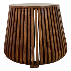 Carolina Cascade 24&quotx21&quot Slatted Bell Shaped Side Table in Chestnut