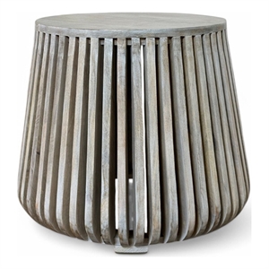 Carolina Cascade 24&quotx21&quot Slatted Bell Shaped Side Table in Whitewash