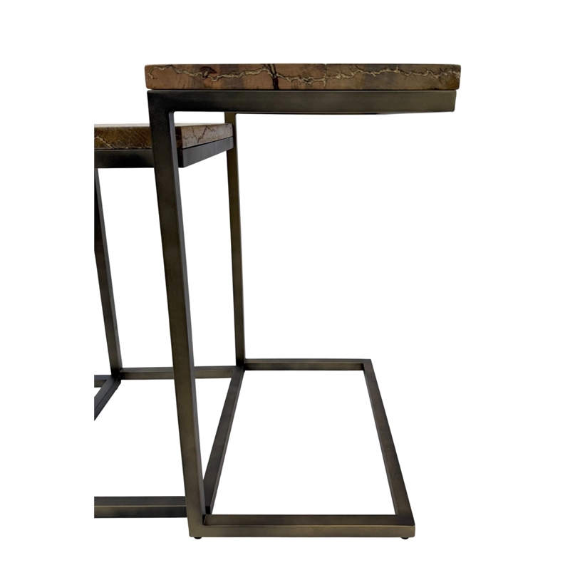 Carolina Electra 3 Piece Nesting Table Set in Brass/Indstrial Iron