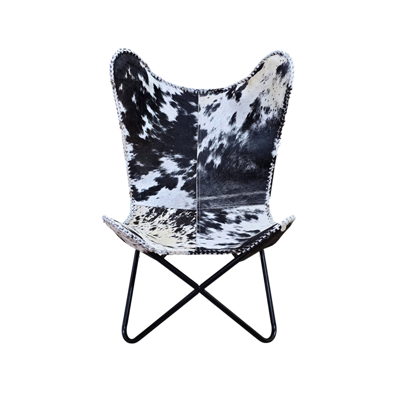 Carolina Monroe Butterfly Chair in BlackFrame in Black/White Hair