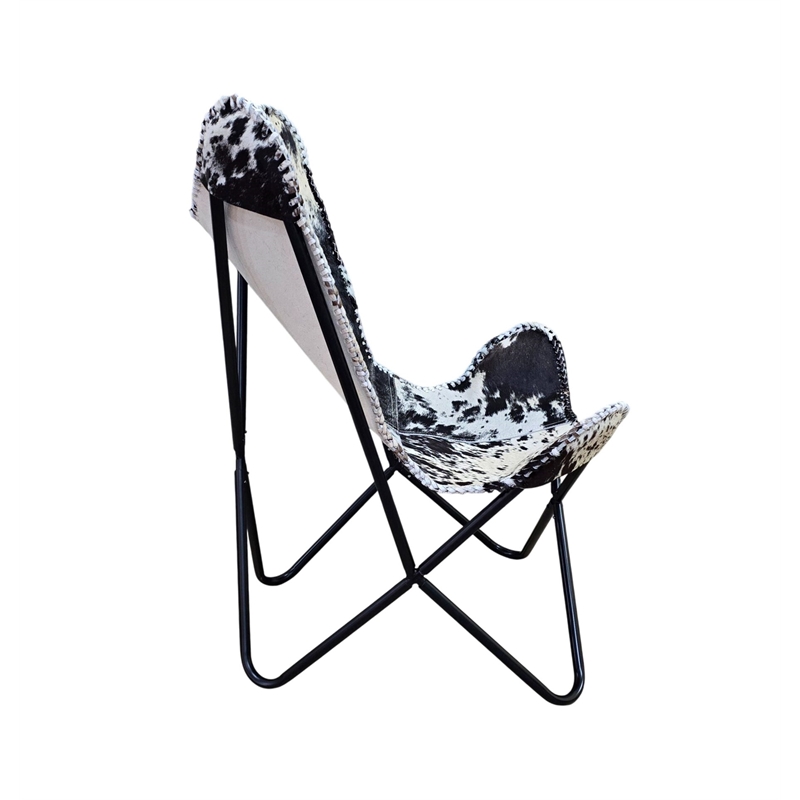 Carolina Monroe Butterfly Chair in BlackFrame in Black/White Hair