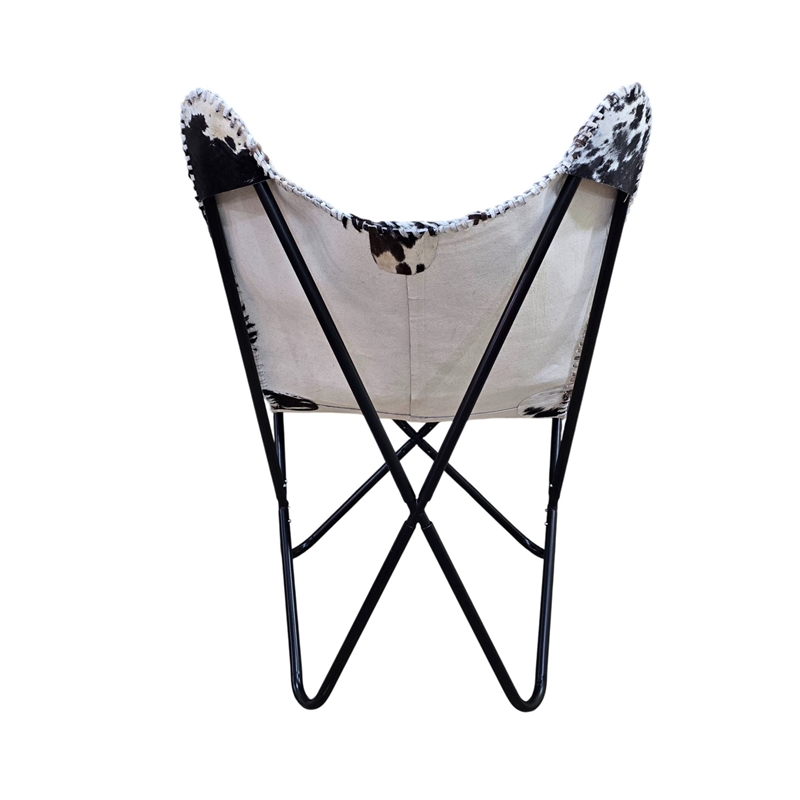 Carolina Monroe Butterfly Chair in BlackFrame in Black/White Hair