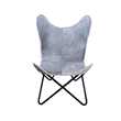 Carolina Monroe Butterfly Chair in Black Frame in Gray Hair on Hide