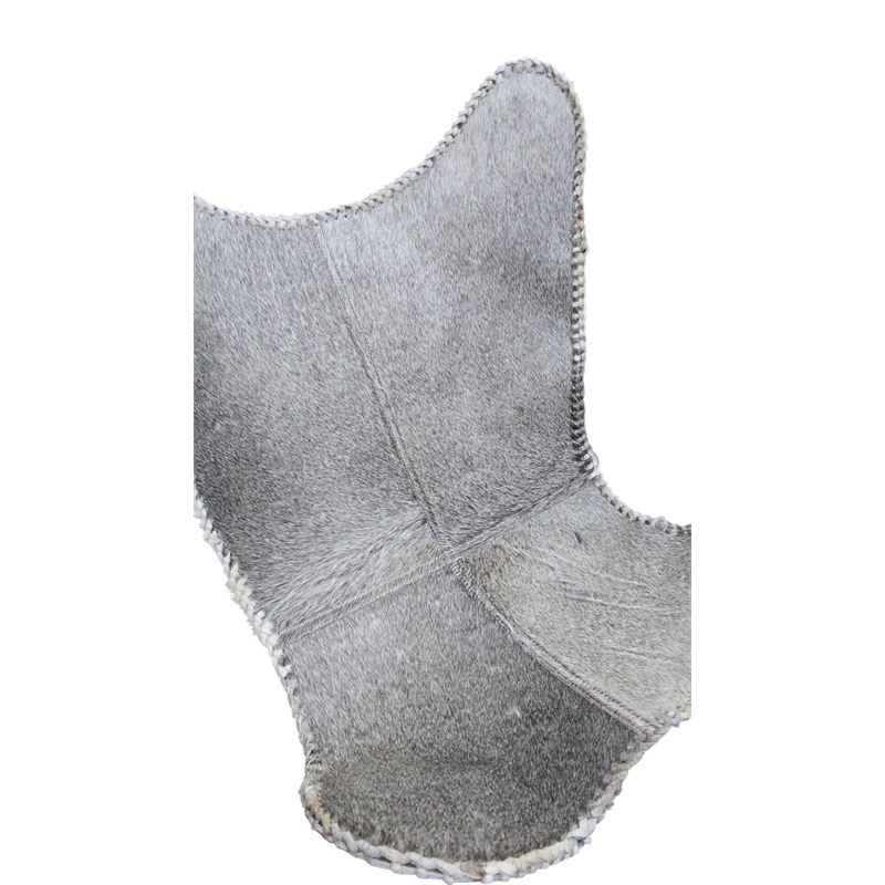 Carolina Monroe Butterfly Chair in Black Frame in Gray Hair on Hide