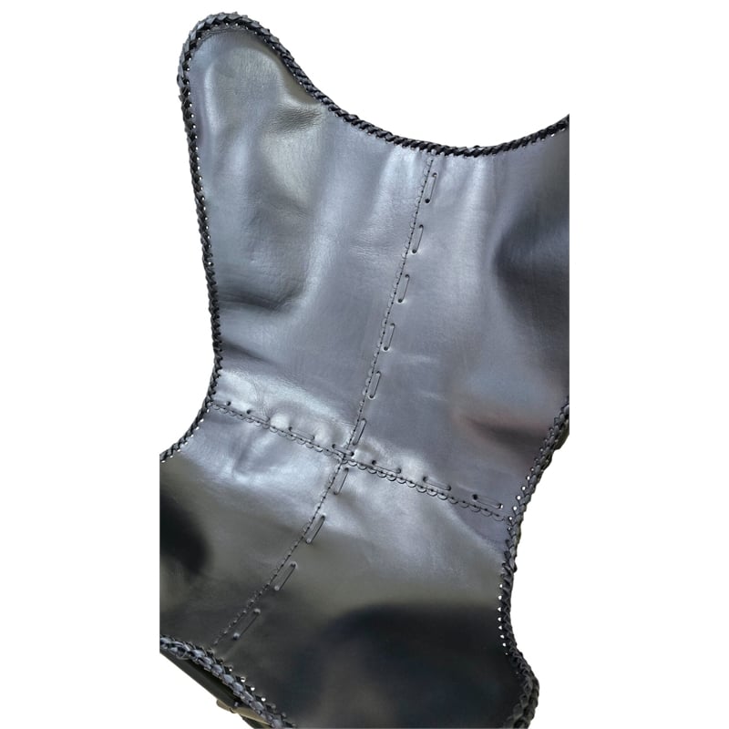 Carolina Monroe Butterfly Chair in Black Frame in Black Stitched Leather