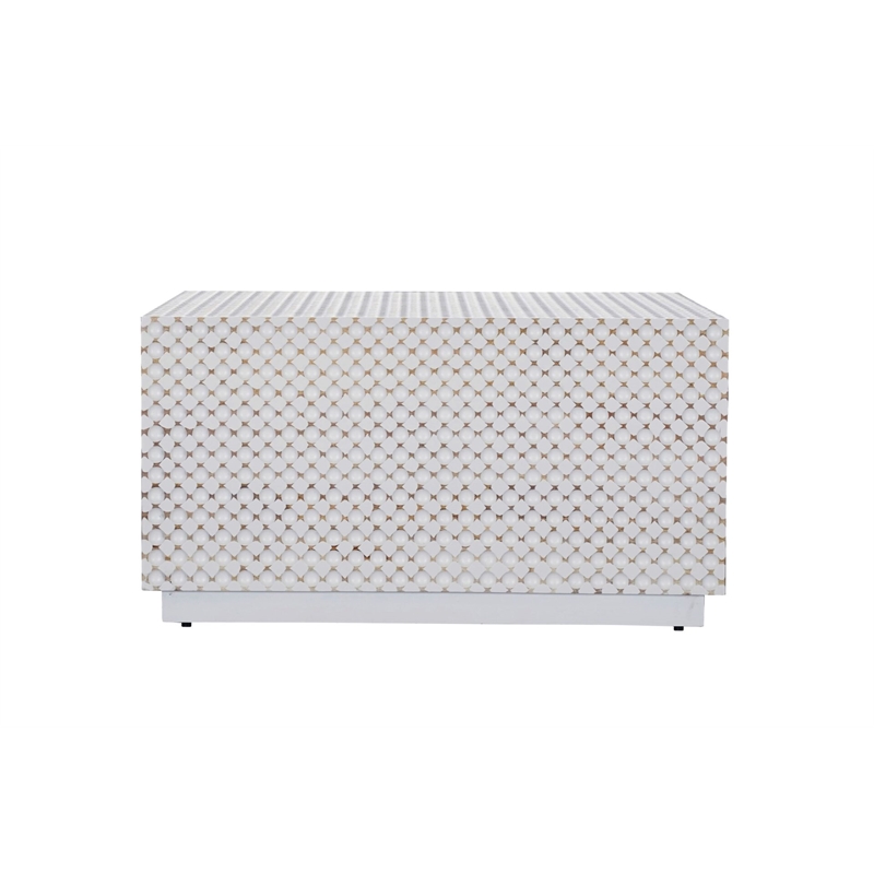 Carolina Dimple Rectangular Coffee Table in Whitewash