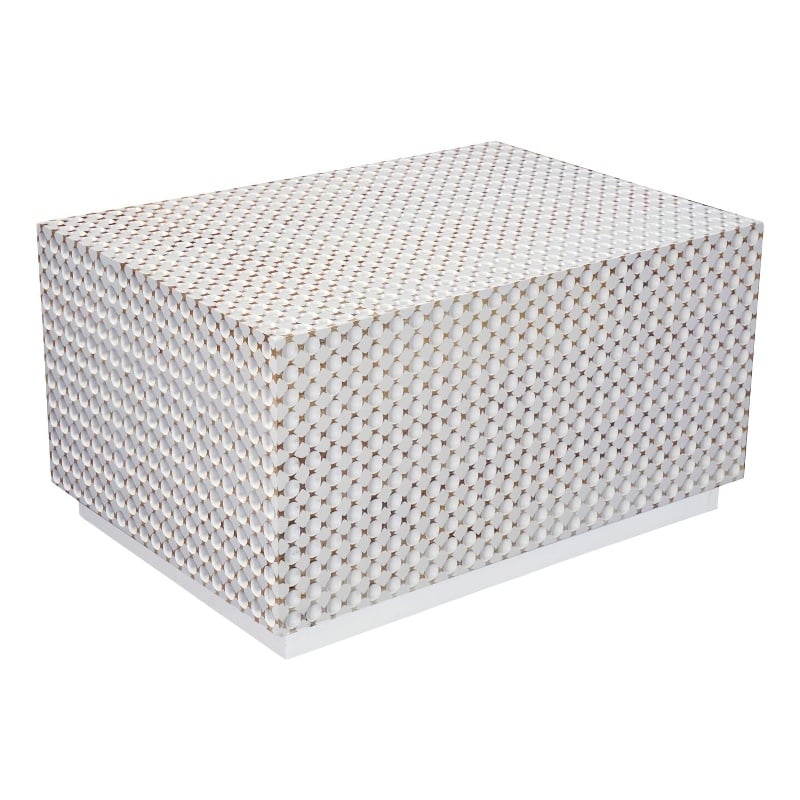 Carolina Dimple Rectangular Coffee Table in Whitewash