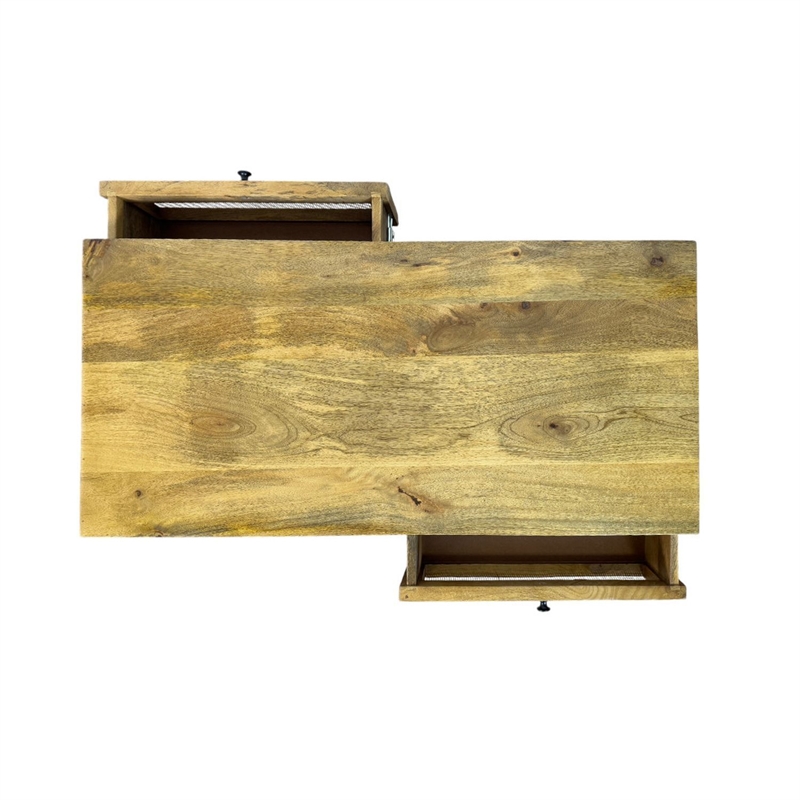 Carolina Haven Dual-Compartment Coffee Table in Blonde Acacia