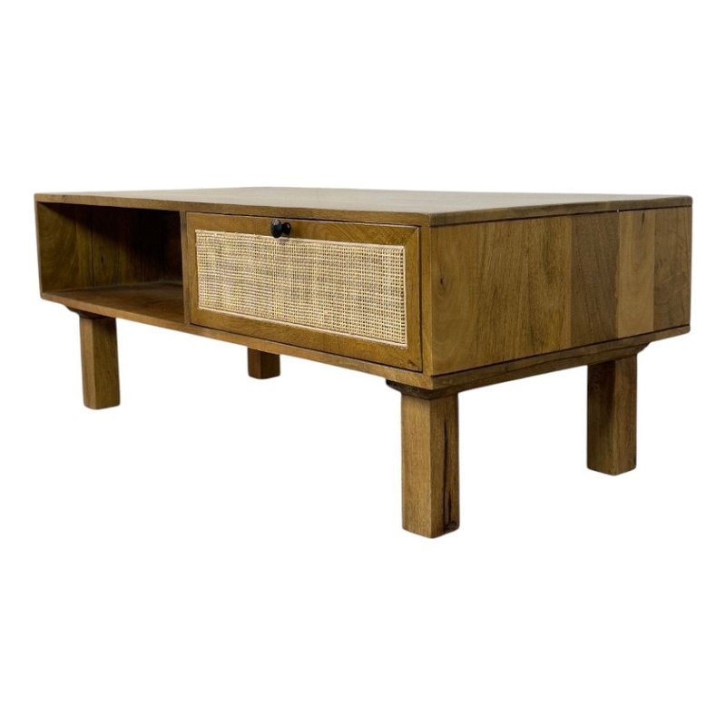 Carolina Haven Dual-Compartment Coffee Table in Blonde Acacia
