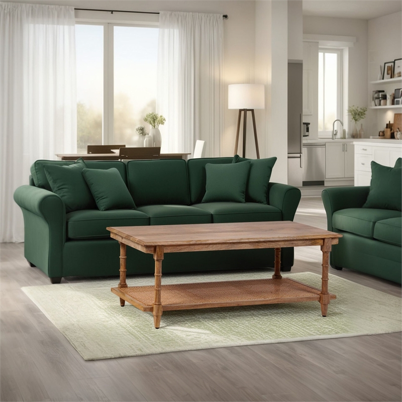 Carolina Chesterfield Wood & Cane Coffee Table in Natural