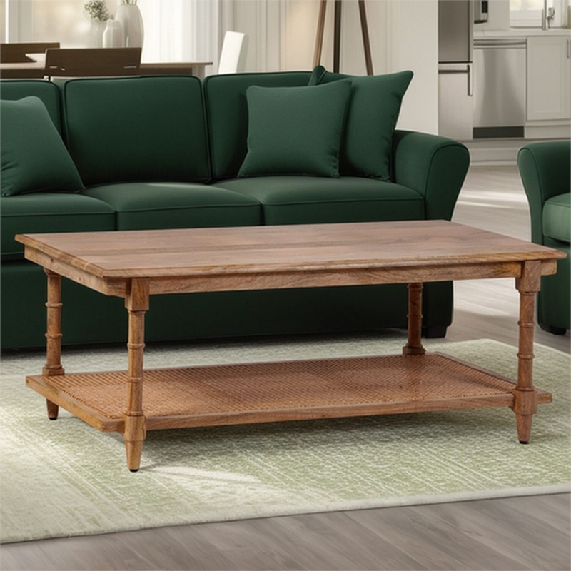Carolina Chesterfield Wood & Cane Coffee Table in Natural
