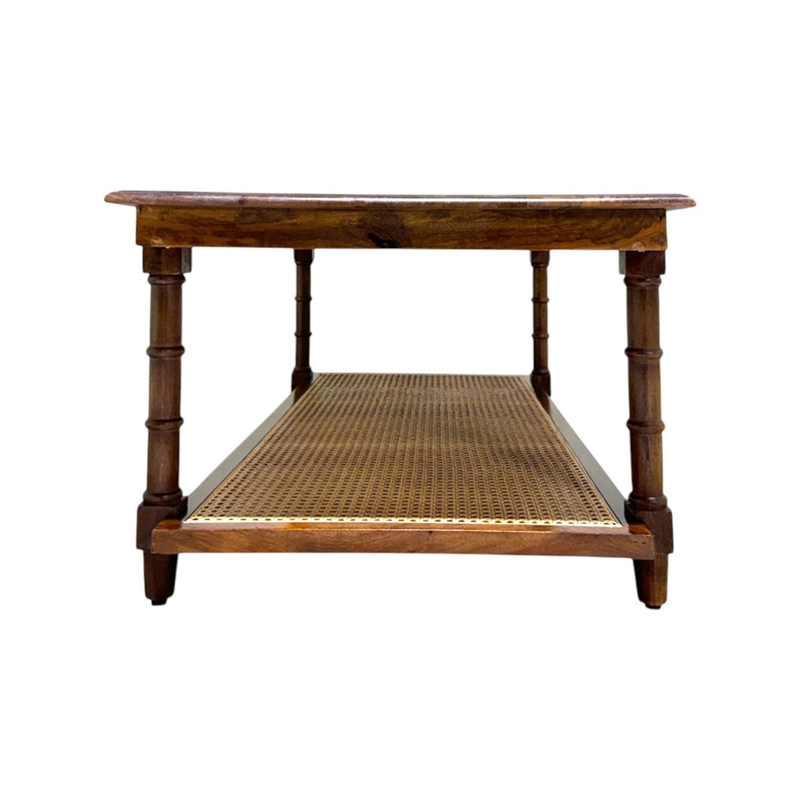 Carolina Chesterfield Wood & Cane Coffee Table in Natural