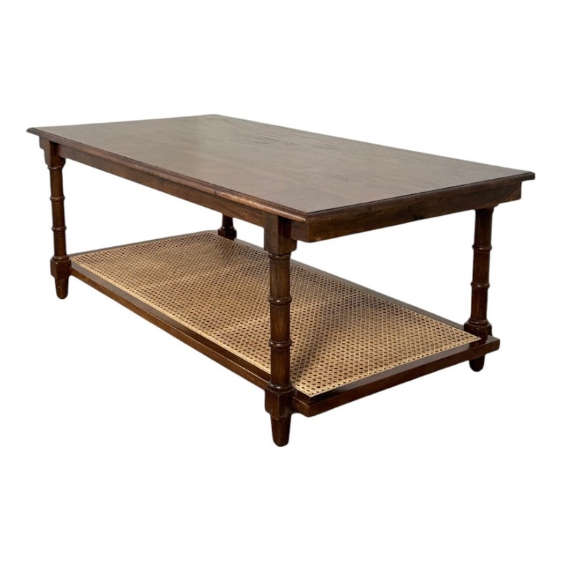 Carolina Chesterfield Wood & Cane Coffee Table in Natural