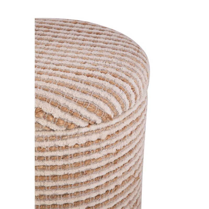 Carolina Handwoven Heracles Cotton Jute Stripe Storage Ottoman